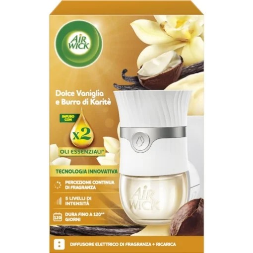 AIR WICK ELETTRICO BASE + RICARICA VANIGLIA E BURRO DI KARITE' 19 ML