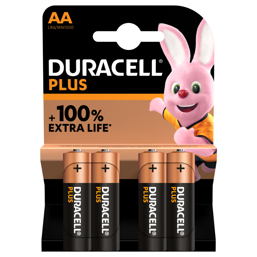 DURACELL BATTERIE PLUS 100 ALCALINE 4 PZ STILO AA