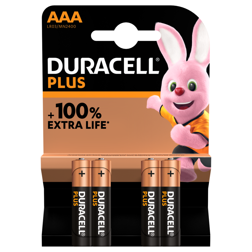 DURACELL BATTERIE PLUS 100 ALCALINE 4 PZ MINISTILO AAA
