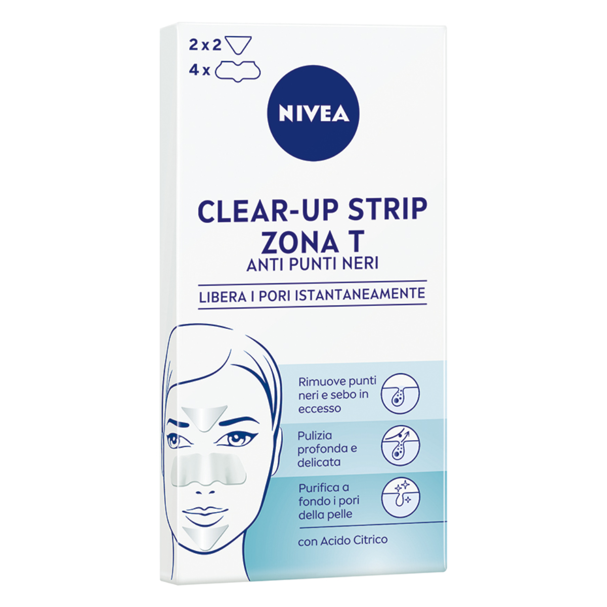 NIVEA VISAGE ANTI PUNTI NERI CLEAR-UP STRIPS ZONA T 6 PZ