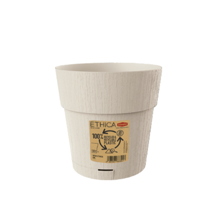 STEFANPLAST VASO ETHICA DIAMETRO 15 ALTEZZA 15 CON SOTTOVASO GESSO