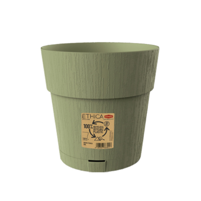 STEFANPLAST VASO ETHICA DIAMETRO 20 ALTEZZA 19 CON SOTTOVASO VERDE OLIVA
