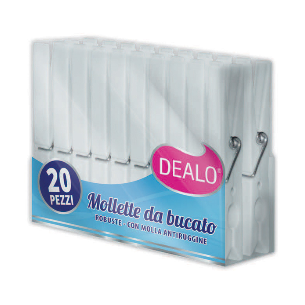 DEALO MOLLETTE PLASTICA 20 PZ BIANCHE