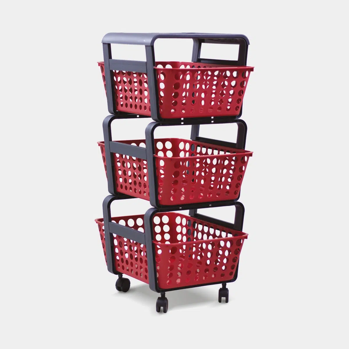 ECOPLAST CARRELLO 3 PIANI CON RUOTE MODULA ROSSO