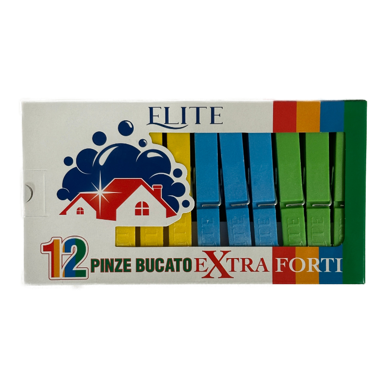 ELITE MOLLETTE PLASTICA EXTRA FORTI X 12 COLOR