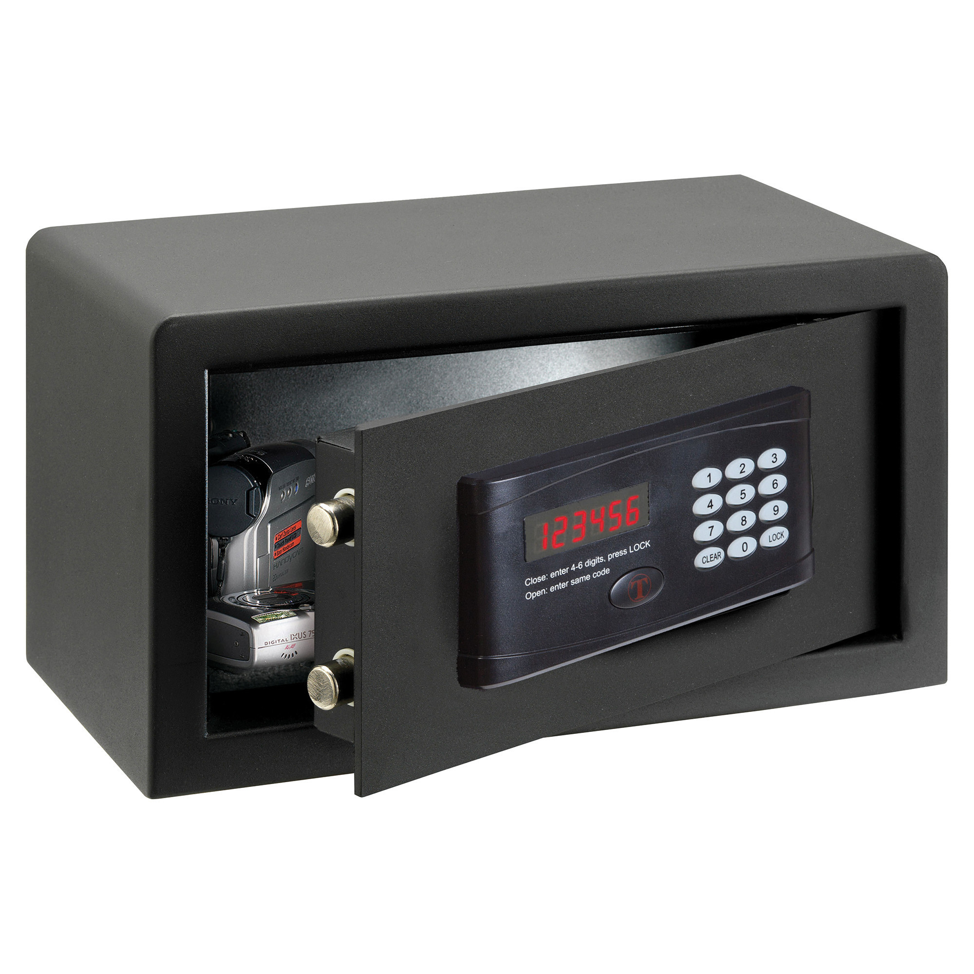 Cassaforte mobile a codice master/chiave con display 350x200x200 mm (lxhxp) acciaio verniciato